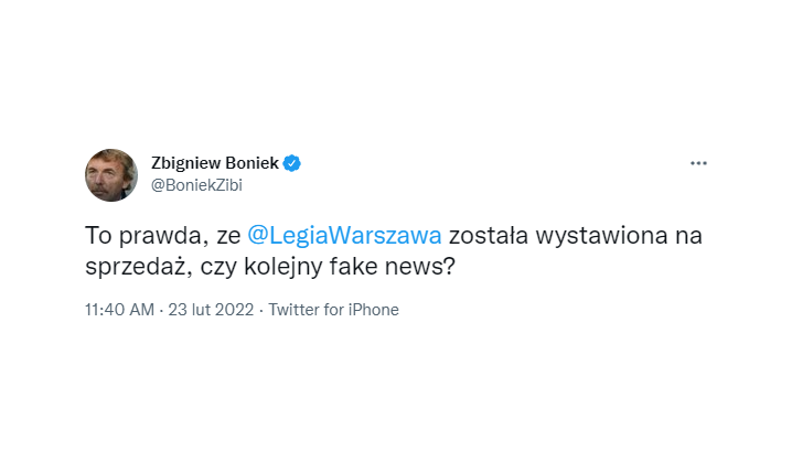 TWEET Zbigniewa Bońka na temat dzisiejszych REWELACJI dot. Legii xD